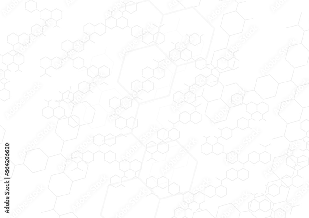 Obraz premium Structure molecule science background. Abstract scientific hexagon network. White concept design vector.