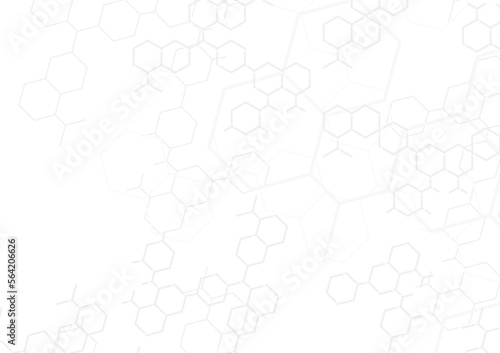 Structure molecule science background. Abstract scientific hexagon network. White concept design vector.