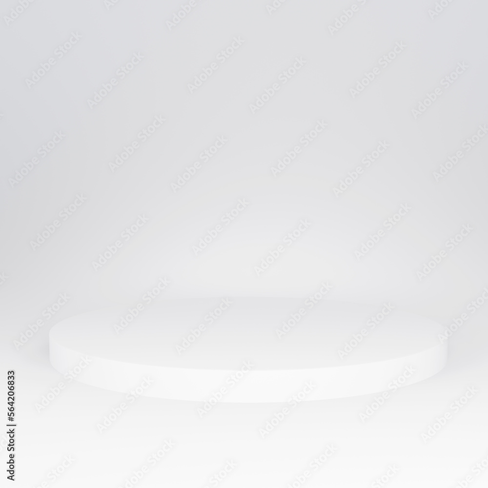 White round podium on a white background. 3d rendering, 3d illustration. White round podium on a white background. 3d rendering, 3d illustration.