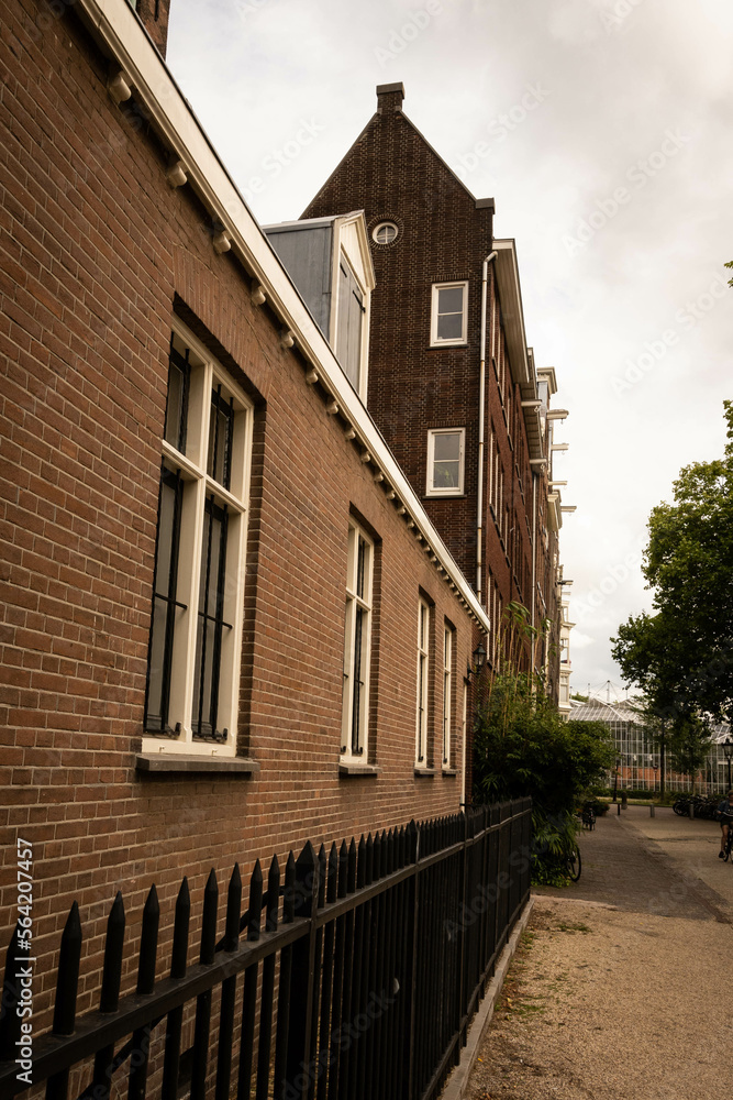 the outer wall and fence of the Portugese synagogue in jonas daniel meijerplein in Amsterdam Netherlands in Jewish quarter where a famous strike took place in 1941 supporting Jews against the nazis