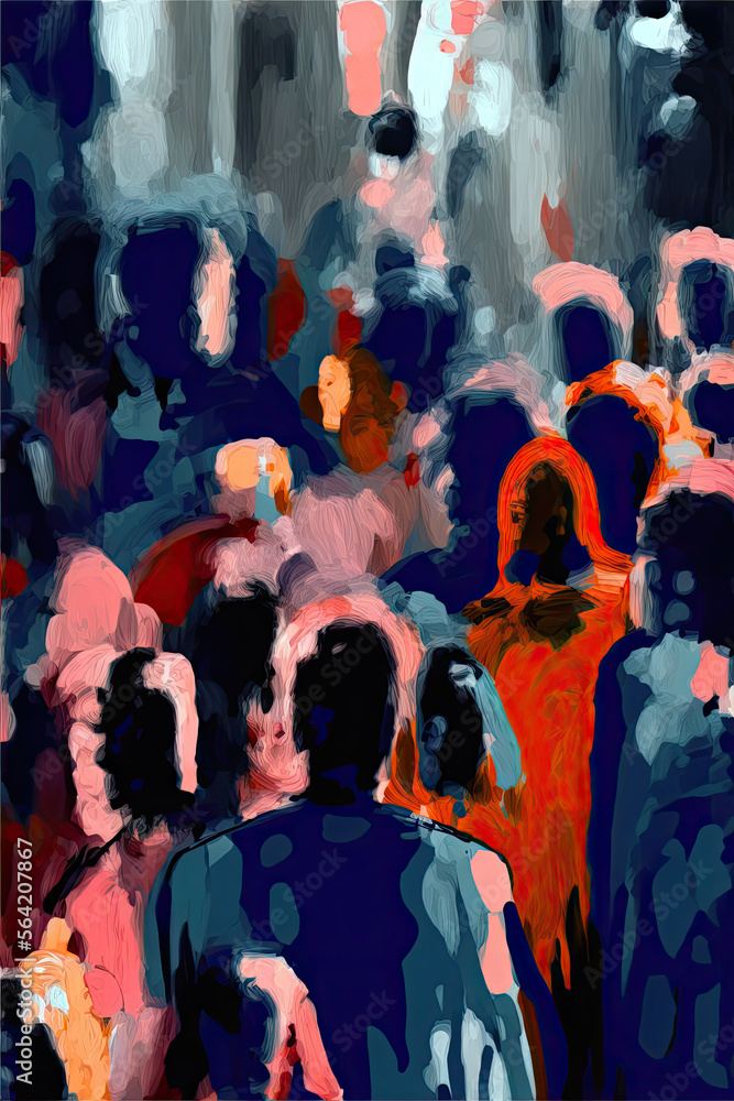 abstract crowd painting, made with generative AI technology