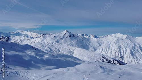 View on Les Trois Vallees, France and valley from above photo