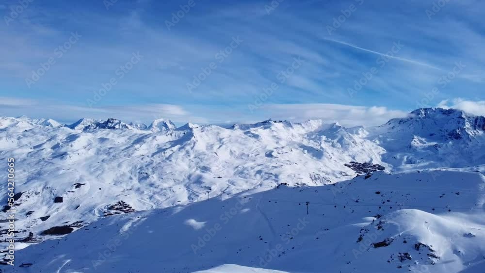 View on Les Trois Vallees, France and valley from above View on Les Trois Vallees, France and valley from above
