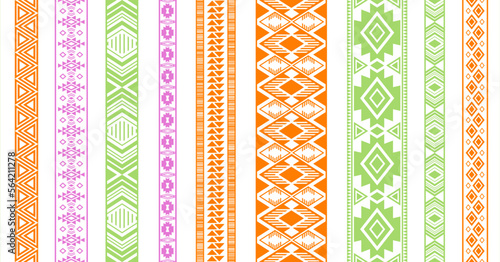 Embroidery ribbon vector patterns, lace seamless border, fashion edge stripes.