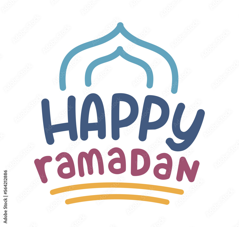 Happy Ramadan Hand Lettering. Islamic Typography Hand Lettering. Islamic Ramadan Festival.