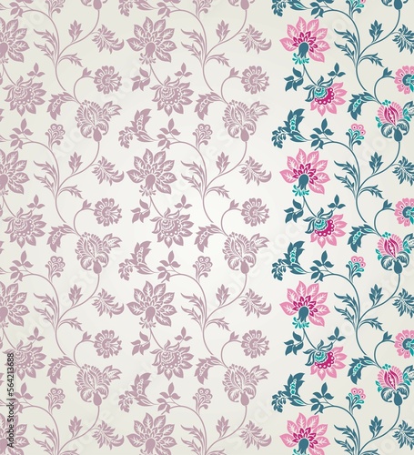 wedding card design, traditional paisley floral pattern , royal India	