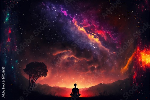 Cosmic Aura: A Night Sky Landscape of Stars and Nebulas © Davey