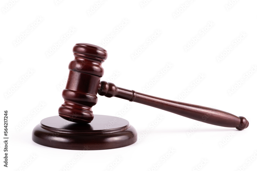 Wooden classic gavel of a judge on a white background Wooden classic gavel of a judge on a white background