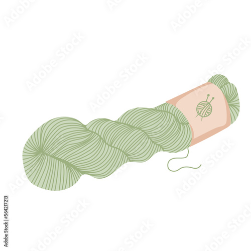 Hank yarn for knitting or crochet.  Female hobby. Hand drawn vector illustration of knitting supplies, hobby items, leisure time concept