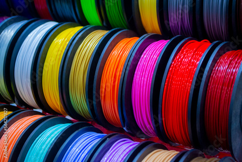 Canvas-taulu Many multi-colored spools of thread of filament for printing 3d printer