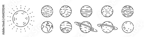 Planet icon. Solar system set. Linear icon. Vector Planet.
