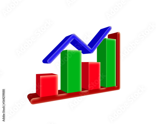 business graphs and arrows with 3d design. financial data graphic illustration.data statistics graph