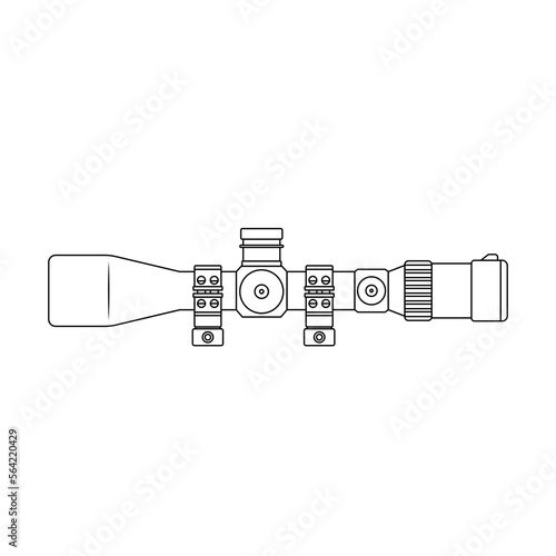 Tactical Scope Outline Icon Illustration on Isolated White Background