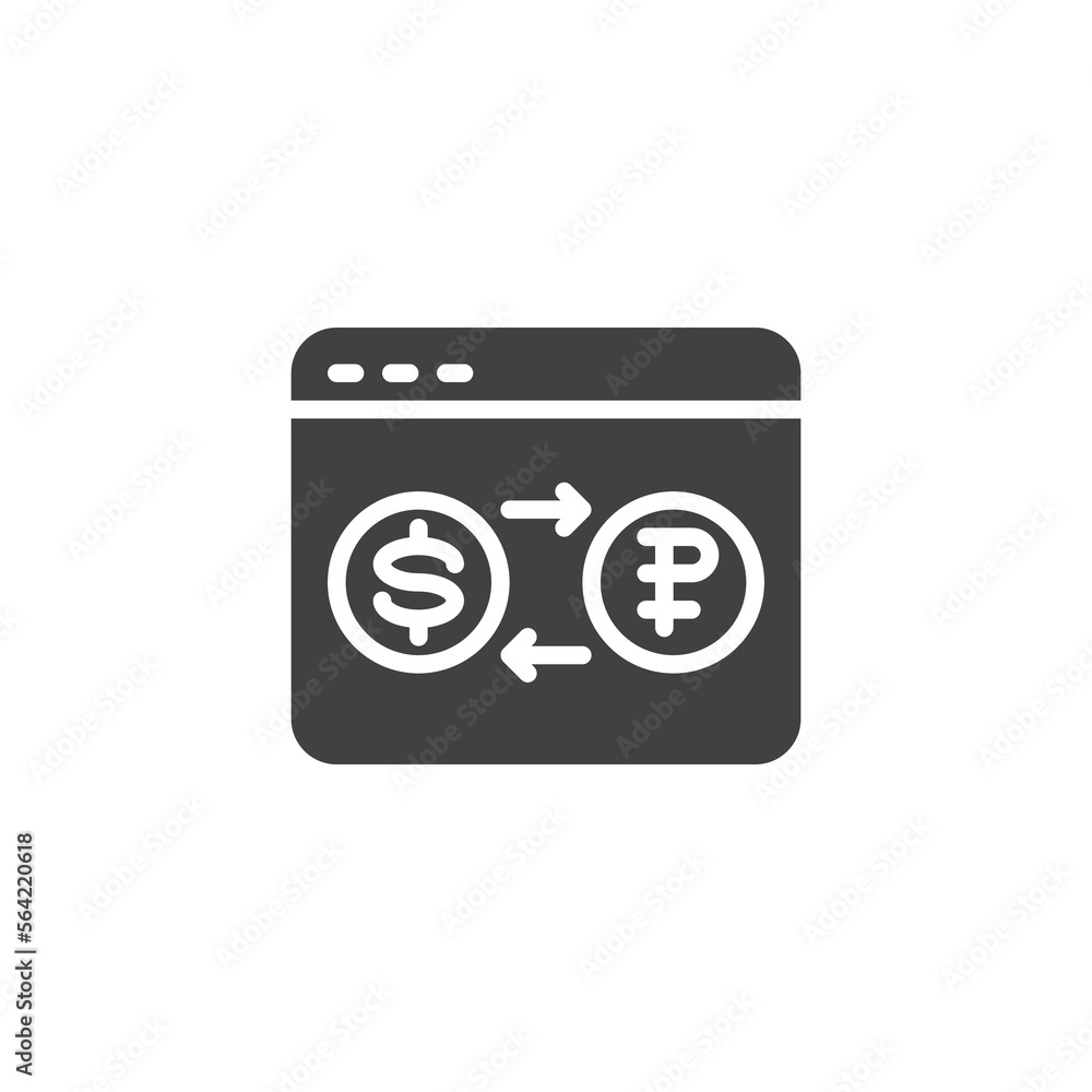 Online currency converter vector icon Online currency converter vector icon