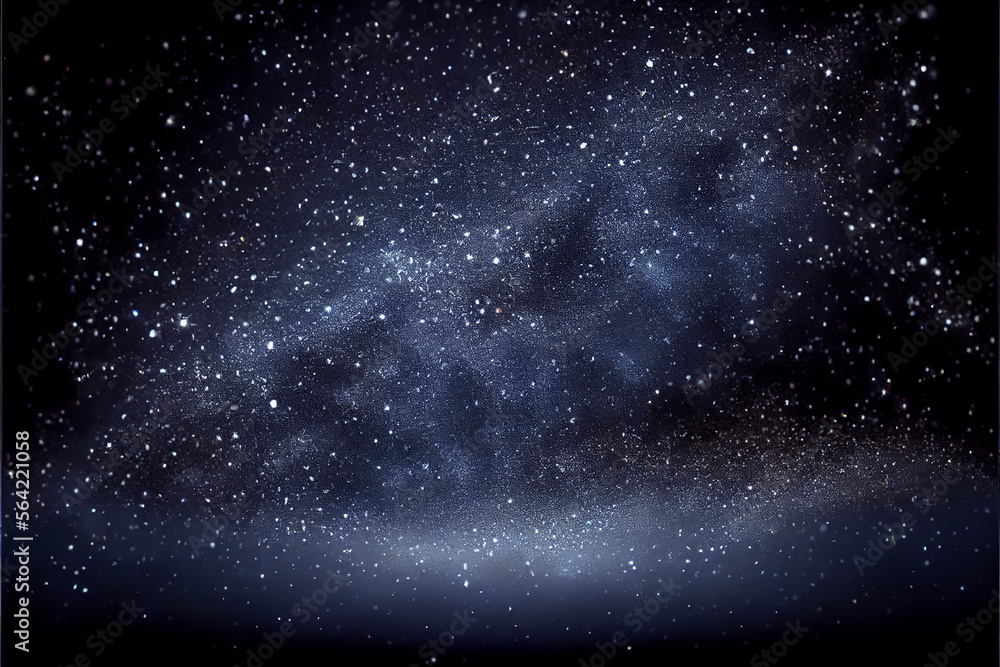 Fototapeta premium Glowing sparkles on a navy blue winter blizzard background