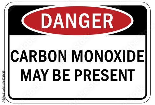 Carbon Monoxide safety sign and labels carbon monoxide may be present