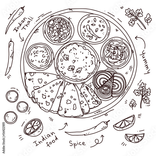 Vector illustration of Indian food and spices