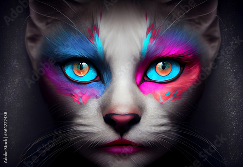 The cat with makeup is beautiful. Generative AI,