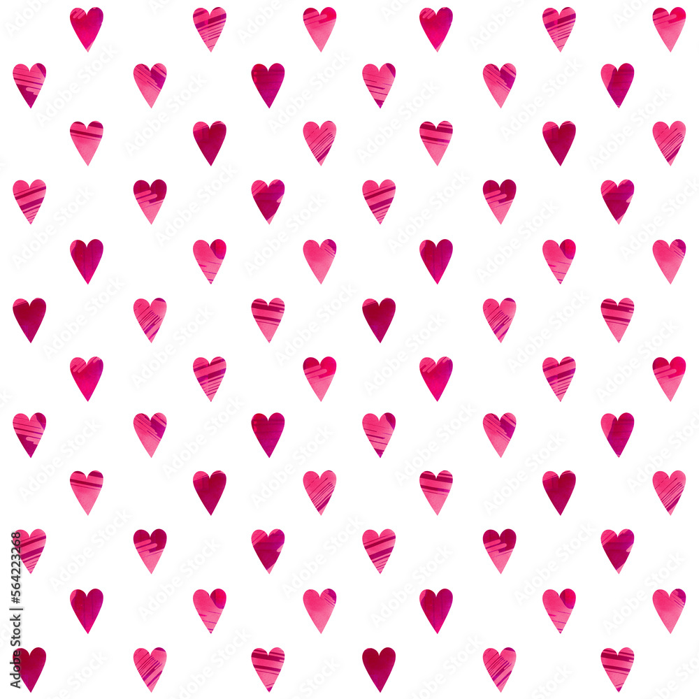 Seamless pattern with pink hearts. Romantic background. Love. Good for wrapping paper, textile, backdrop and other.