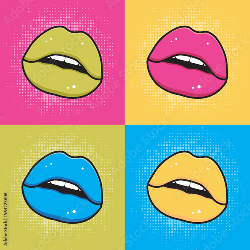 Wallpaper Mural Pop art poster. Multi-colored lips on a multi-colored background. vector illustration Torontodigital.ca