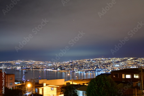 valparaiso coast at night Chile South America  photo