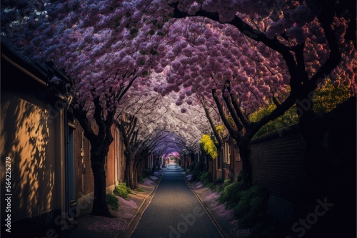 blooming alley in the park Generative AI © Sandris_ua