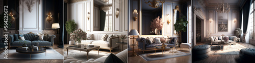 luxury living room interior. scandinavian style. generative ai. 