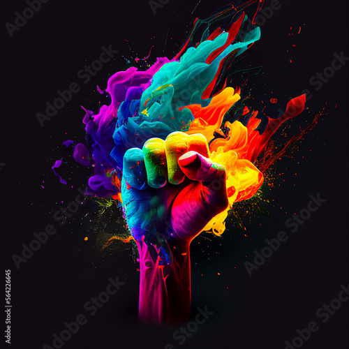 colorful handful abstract hope,love,power sign