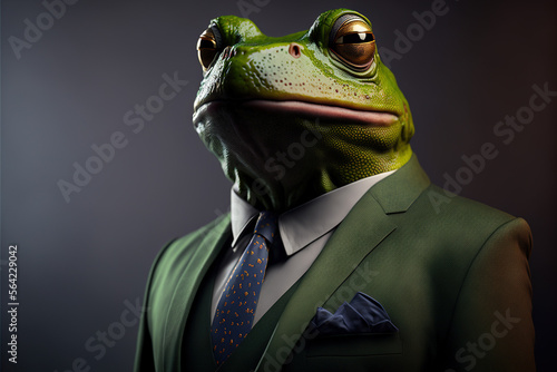 Portrait frog in a business suit, on an isolated background, generative ai