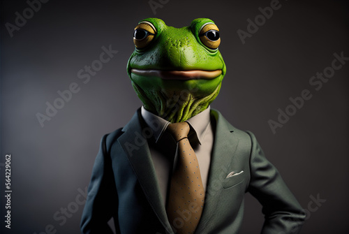 Portrait frog cermet in a business suit, on an isolated background, generative ai