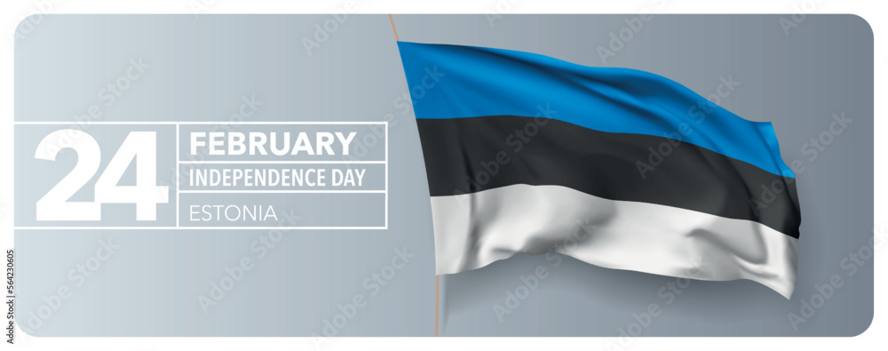 Estonia happy independence day greeting card, banner vector illustration