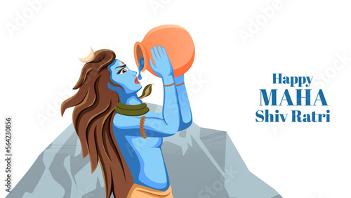 Lord Shiva drinking halahal poison, samudramanthan vector, Maha Shivratri Vector.
