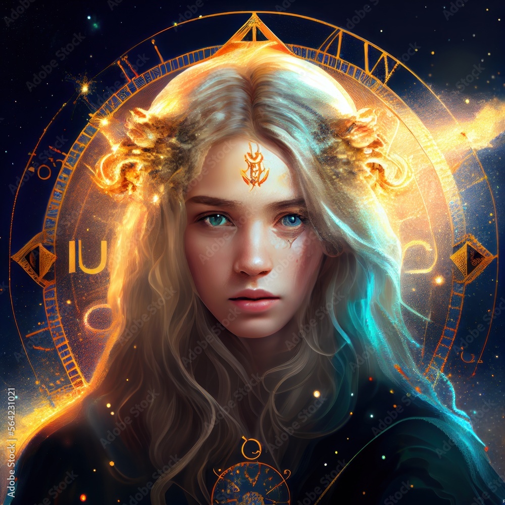 Virgo magical zodiac sign, astrology, Generative AI - obrazy, fototapety, plakaty 