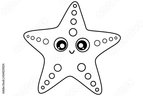 starfish line art for coloring book