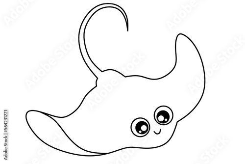Photography cartoon stingray outline picture for coloring book