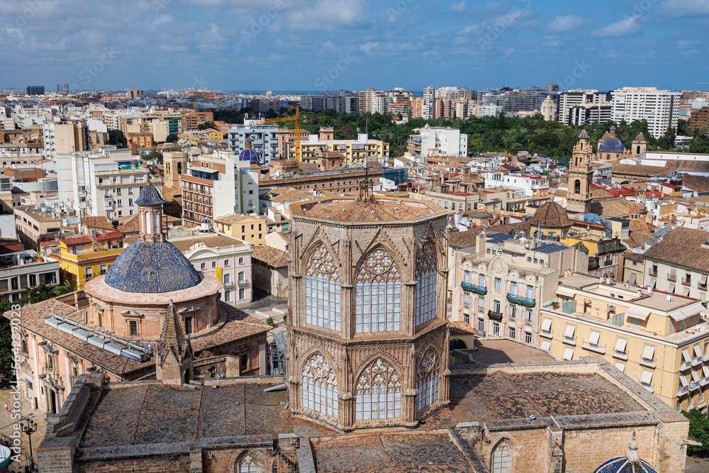 View of the Panorama and Houses of Valencia from the Top of the Miguelete Tower, Valencia, Spain