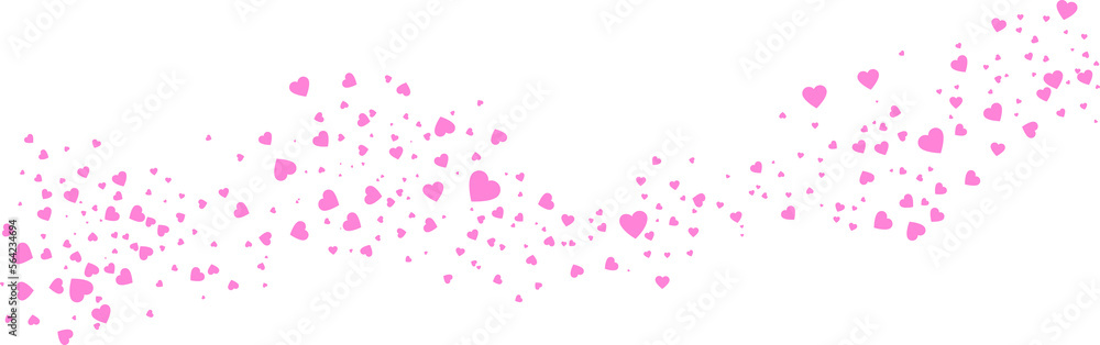 Love valentine background with pink petals of hearts on transparent background. Vector banner, postcard, background.The 14th of February. PNG image