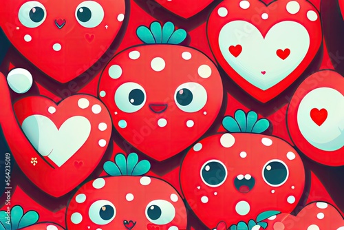 Cute hearts comic style vector pattern decor photo