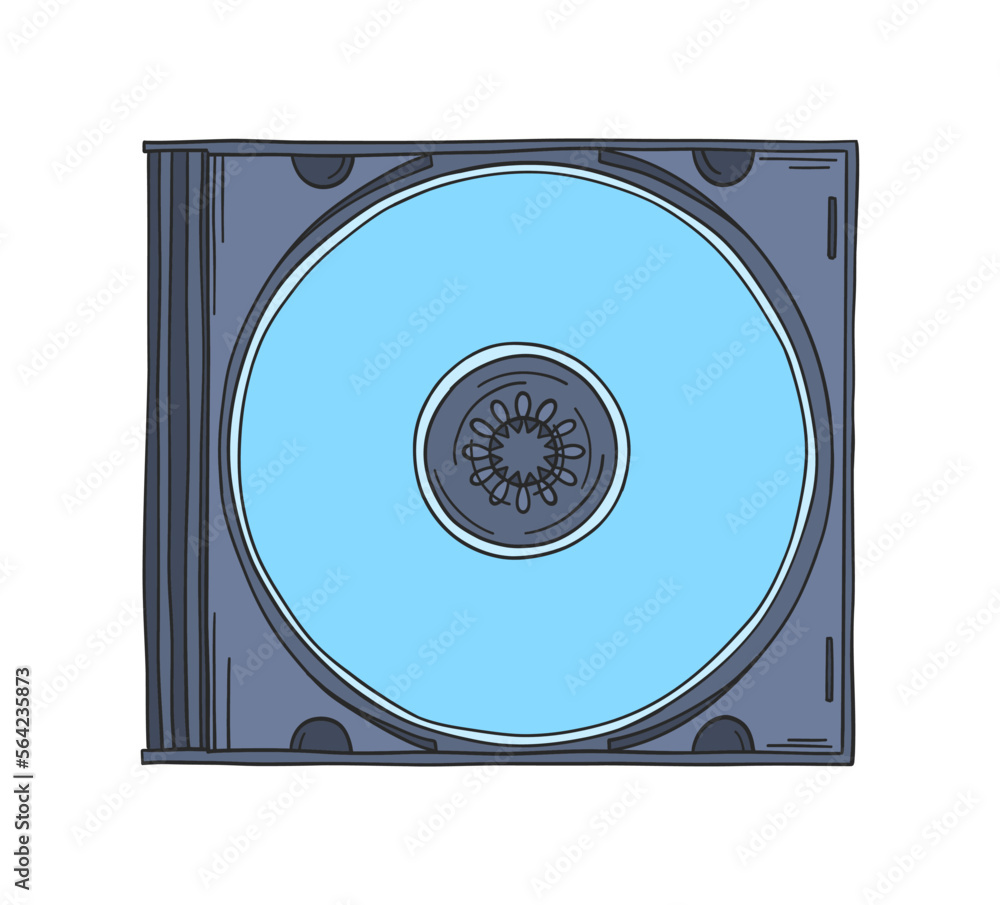 CD disk doodle. 2000s CD disk. Y2k trendy illustration. Compact disk