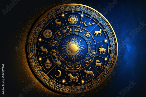 Astology.Zodiac signs revolve around the moon in space, astrology and horoscope.Zodiac sign horoscope astrology  photo