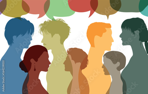 Bubbles of speech and communication. Social networks are a great way to communicate, share information and share ideas. Vector Illustration. Face-to-face communication between international people.