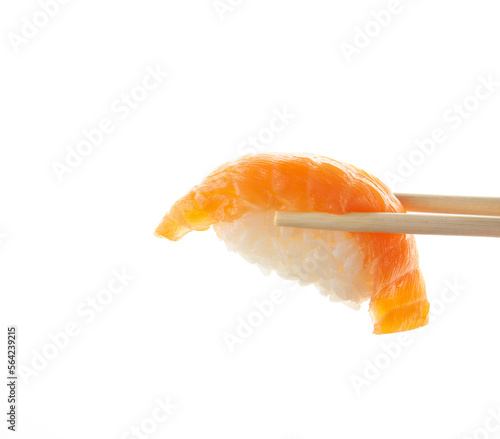 image of fish rice wooden stick white background 