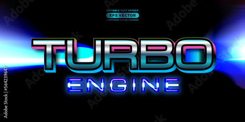 Turbo engine editable text style effect in retro look design with experimental background ideal for poster, flyer, logo, social media post and banner template promotion