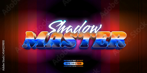 Shadow master editable text style effect in retro look design with experimental background ideal for poster, flyer, logo, social media post and banner template promotion
