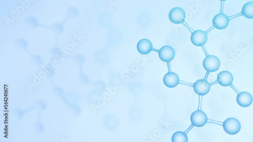 Concept realistic molecules background. Science illustration of a cream molecule. Hyaluronic acid skin solutions advertising, collagen serum drop with cosmetic advertising background. 3d rendering.