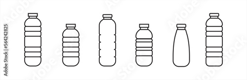 Water bottle plastic icon set. Bottle plastic icon PNG format. Plastic bottle icon collection. Vector illustration.	