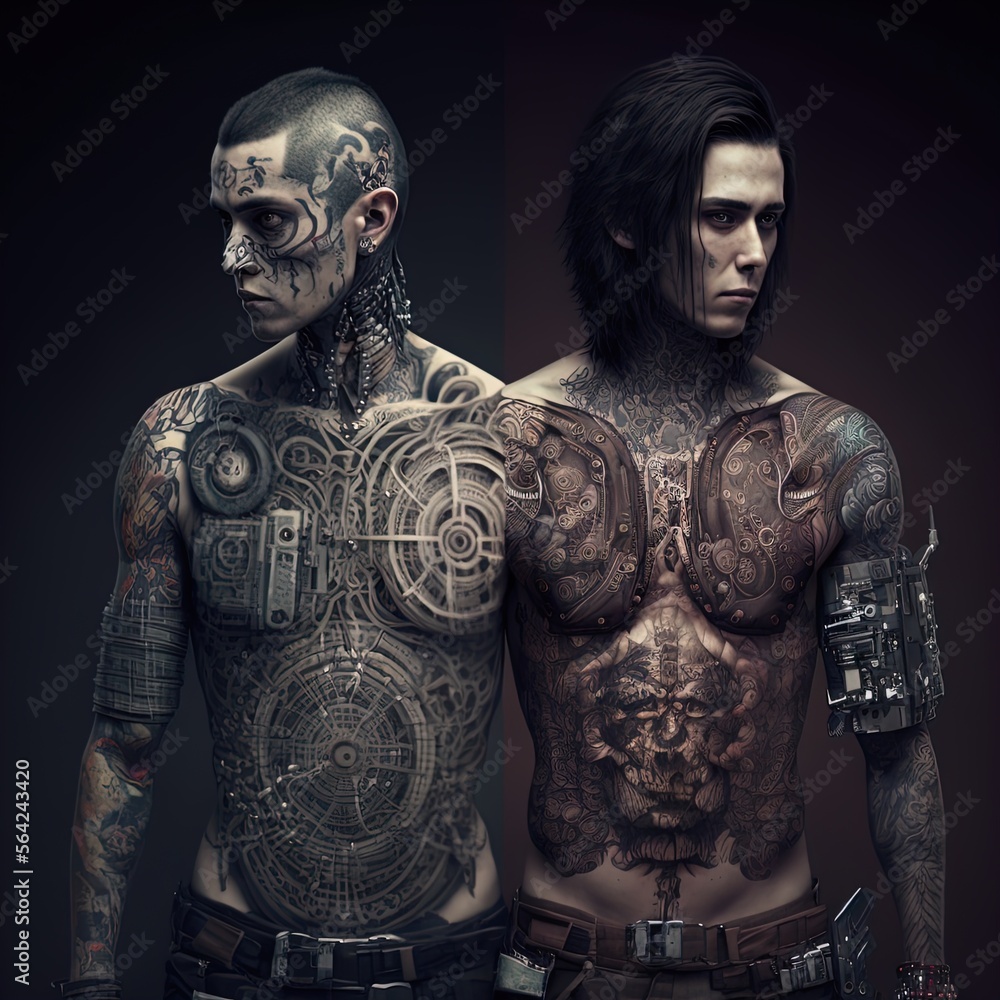 Cybernetically enhanced gang member. Biopunk. Made with Generative AI. Cybernetically enhanced gang member. Biopunk. Made with Generative AI.