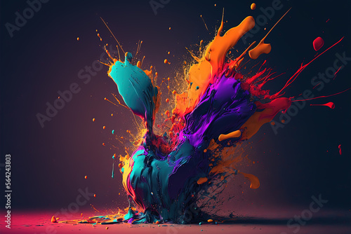 3d oil colorful splash background wallpaper, Ai generated