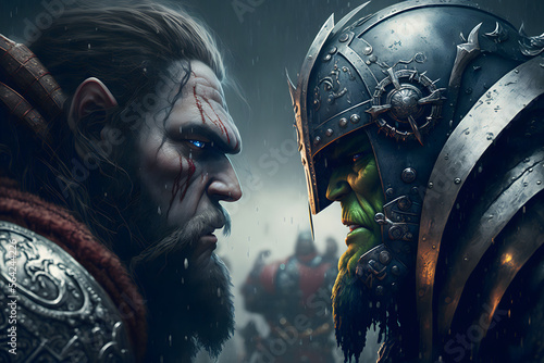 Canvas Print Battle of orcs and paladins, the world of warcraft
