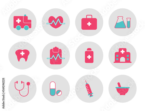 Medical set icons, Flat design vector illustration. health care